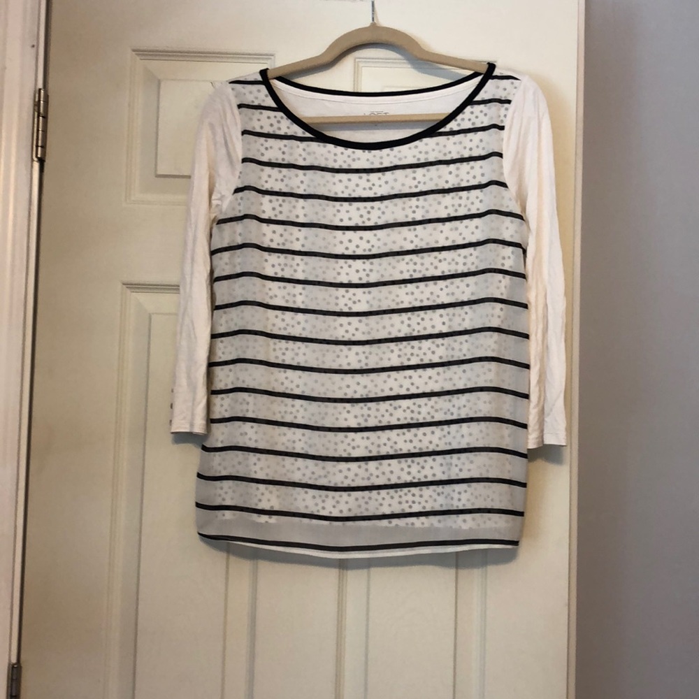 Loft stripe and polka dot 3/4 sleeve top